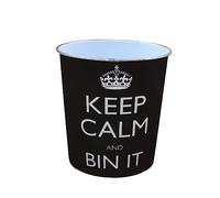 JVL 16-117Z Keep Calm and Bin it Poubelle Noire 25x26.5cm 100% polypropylène