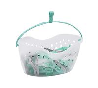 JVL 36 Pinces à Linge Solides en Plastique avec Panier Transparent et Crochet, Turquoise, Gris, Blanc, Taille Unique, (19-290)