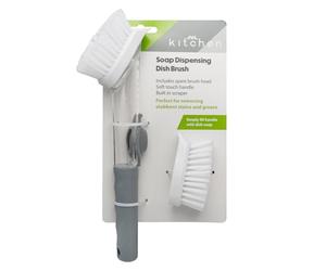 JVL Distributeur de Savon avec tête de Brosse de Recharge - Brosse à récurer pour évier de Cuisine, poignée de Distribution de Savon Liquide