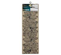 JVL Elegance Paillasson Lavable en Machine, 50 x 150 cm, Motif Fleurs, Naturel/Noir