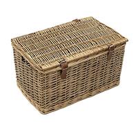 JVL Handmade : Panier en osier avec sangles en simili cuir, taille M, marron