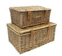JVL Lot de 2 paniers de Pique-Nique rectangulaires en Saule Naturel