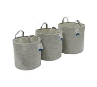 JVL Silva Lot de 3 paniers de rangement ronds en tissu Gris