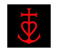 JVM - Autocollant sticker tuning pour voiture, boite à lettre, pc ordinateur portable laptop : (Lot de 1 - Croix de Camargue 12x12 cm, Rouge sur fond noir)