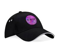 JVM - Casquette K Pop qualité 100% Coton avec Patch personnalisé. Mixte. Taille Unique Adultes et + de 12 Ans, avec Scratch réglable : (Noir/Gris, K-Pop - Motif 02)