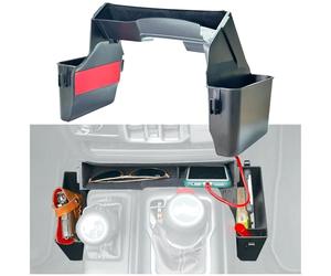 JVMA Plateau de rangement pour console centrale de Jeep Gladiator et Jeep Wrangler JL JLU 2018 à 2025, Rubicon Sahara 4xe, crochet intérieur pour sac poubelle de voiture (brevet américain)