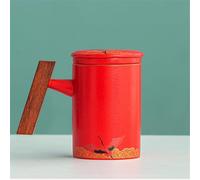 JVNALwnkv Ensemble à thé rétro avec tasse à thé, bouilloire en céramique/verre, tasse de bureau en céramique avec filtre à thé, poignée en bois, grande capacité avec couvercle, tasse à eau, séparateur