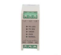 JVR Relais de surveillance de tension triphasé, protection contre les sur/sous-tensions et les pertes de phase, 380 V/220 V/440 V, montage sur rail DIN, boîtier PC ignifuge pour sécurité électrique