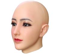 JVTUNG Masque de tête féminin en silicone réaliste pour crossdresser Cosplay Halloween Drag Queen Transgenre Masquerade (nu)