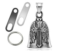Jvuouxy Porte-clés porte-bonheur en étain sans plomb avec poignée pour moto, cloche ange gardien pour la sécurité sur la route, cadeau pour homme et femme, pendentif