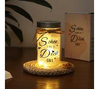 JVURICE Bouteille lumineuse LED avec Inscription en Allemand « C’est une joie que tu sois là », pour Femme, Iumière Porte-bonheur Décorative pour Anniversaire, Mariage, Noël,Tirelire Cadeau de Mariage