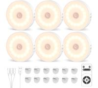 JVURICE Éclairage LED pour Placard, Détecteur de Mouvement et Télécommande, 10 h D'éclairage Continu, Double Capteur (lumière/mouvement), 16 LED pour Cuisine, Couloir, Escalier, Mobil-home