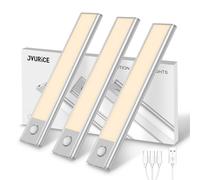 JVURICE LED Cuisine Sous Meuble,Lampe Placard avec Détecteur de Mouvement, 20 cm, 3000K et Intensité Variable, 1500 mAh Rechargeable USB Lampe LED Sans Fil, Dressing Placard Escalier Couloir（3 Pack）
