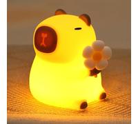 JVURICE® Veilleuse capybara en silicone pour enfants, intensité réglable, lampe tactile rechargeable, veilleuse LED décorative pour chambre d'enfant, cadeau pour filles et garçons, cadeau de Noël