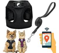 JVVGPET Harnais pour Chien avec Support Airtag pour Petits Chiens, Chiots, Chats - Harnais Anti-Traction et Laisse réfléchissante pour Petit Chien