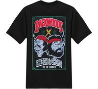 JVXZCNUYW Men's Cheech and Chong Backwoods Smoking Cigarette Weed Pot Graphic T-Shirt Black