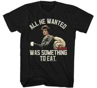 JVXZCNUYW Rambo First Blood All He WA@nt@Ed Was Something to Eat Men's T Shirt 80's Movie Black Men T-Shirt
