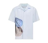 JW Anderson - Chemise à Col Camp Imprimé Graphique - Homme - Chemises - Bleu - Taille: M