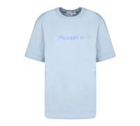 JW Anderson - Flocked Logo T-Shirt - Femme - Tops - Bleu - Taille: 38 FR
