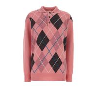 JW Anderson - Haut Polo Tricoté à Losanges Argyle - Femme - Pulls - Rose - Taille: 38 FR