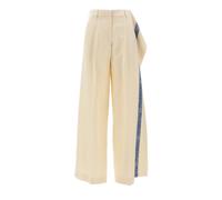 JW Anderson - Logo Band Panel Pants - Femme - Pantalons - Beige - Taille: 34 FR