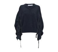 JW Anderson - Pull bleu marine à col en V avec manches froncées - Femme - Pulls - Bleu - Taille: 36 FR