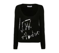 JW Anderson - Pull en laine à logo à sequins - Femme - Pulls - Noir - Taille: 38 FR