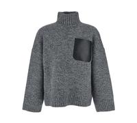 JW Anderson - Pull en Maille avec Poche en Cuir - Homme - Pulls - Gris - Taille: XS