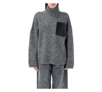 JW Anderson - Tricot Gris Chiné Aw25 Pull à Col Haut - Femme - Pulls - Gris - Taille: 38 FR