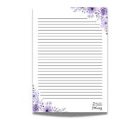 JW Bloc de papier ligné A4 pour écrire des lettres (fleurs violettes)