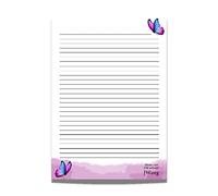 JW Bloc de papier ligné A4 pour écrire des lettres (papillons)
