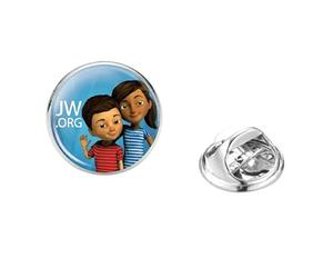JW.ORG Jolie broche en verre Caleb et Sophia Témoins de Jéhovah Art imprimé fleur collier épingle à col épingle en acier inoxydable épingles à chemise, 20 mm, Bronze, verre, métal, acier inoxydable