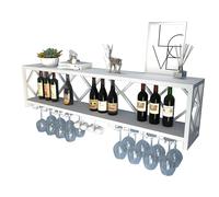 JWBXFYXW Étagère à vins à vin Flottant avec Porte-Verre à vin Suspendu Affichage de Bouteille d'alcool et Rangement pour Le Bar ou la Salle à Manger Armoire à Alcool Mural en Finition en Or élégant