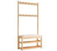 JWBXFYXW Hall Tree Coat Rack Rack Banc avec Rangement Meubles d'entrée en Bois 3 en 1 Design