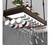 JWBXFYXW Prive de vin Rustique monté sur Le Plafond avec Porte-Barres Suspendus réglable et Noir Clair idéal pour Le Bar ou la Cuisine de la Cuisine 100x30cm