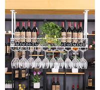 JWBXFYXW Rack à vin à Maille à flottaison avec Porte-Verre en Verre en métal Noir de Fer pour Les plafonds 80 × 25 cm (32 × 10 Pouces) Taille