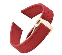 JWFBDB Bracelet de montre en caoutchouc fluoré durable 20 mm, 21, 22, motif tissé, libération rapide, universel, compatible for Omega Seamaster Rolex(Red-Gold Buckle,21mm)