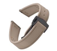 JWFBDB Bracelet de montre en caoutchouc fluoré durable 20 mm, 21, 22, motif tissé, libération rapide, universel, compatible for Omega Seamaster Rolex(Beige-Black Buckle,22mm)