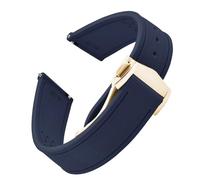 JWFBDB Bracelet de montre en caoutchouc fluoré durable 20 mm, 21, 22, motif tissé, libération rapide, universel, compatible for Omega Seamaster Rolex(Blue-Gold Buckle,22mm)