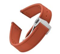 JWFBDB Bracelet de montre en caoutchouc fluoré durable 20 mm, 21, 22, motif tissé, libération rapide, universel, compatible for Omega Seamaster Rolex(Orange-Silver Buckle,21mm)