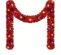 JWFBDB Guirlande Lumineuse LED de Noël Rouge argentée et colorée en Forme Fleur for Sapin (Piles Non incluses)(Red)