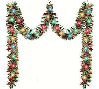 JWFBDB Guirlande Lumineuse LED de Noël Rouge argentée et colorée en Forme Fleur for Sapin (Piles Non incluses)(Multicolour)