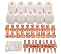 JWFBDB Kit de consommables étendus for découpeur plasma PT31 PT-31 LG40 (électrodes, coupelles, etc.) compatible for les PT-31, CUT40, HYC45D, HYC50D, CUT50, PLC50D et HYC410.(60PCS Nickel plated)