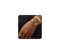 JWIGP Ensemble de bracelets en coquillage doré pour femme, bracelets empilables en or pour l'été, la plage, les coquillages, les tailles réglables, bague étanche, ne ternit pas, cadeau d'anniversaire