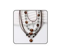 JWIGP Ensemble de colliers vintage en cuir marron avec pendentif en pierre marron pour femme, collier tendance pour Halloween, Noël, Large, Acier allié, Pas de gemme