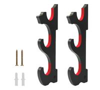 Jwinkumy Support mural pour épée Katana - Support mural pour 3 épées de samouraï - Support mural en bois avec doublure en velours rouge pour épée, baguette, flûte (noir)