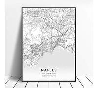 JWJQTLD Impression sur Toile HD Impression Italie Naples Carte Toile Art Affiche Peinture Murale Décor À La Maison Décoration De La Maison Cadeaux, 40X50 Cm Pas De Cadre