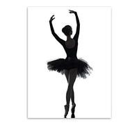 JWJQTLD Impression sur Toile,Noir Blanc Moderne Silhouette Danseuse Belle Fille Photo Art Print Poster Toile Photo Mural Décoration D'Ballerine