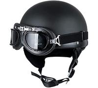 JWKJ Rétro Casque Moto Bols,Casques Harley pour Adulte Casque Face Ouverte Hommes Femmes Demi-Jet Helmet avec Lunettes Scooter Cruiser Chopper Moped Locomotive, ECE Homologué (55-62CM)