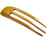 JWL (1) Pic à cheveux incurvé en bois de teck jaune à trois griffes de 11,4 cm